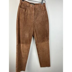 Bushwacker Genuine Leather Suede Pants Brown Size 6 Western Boho Casual